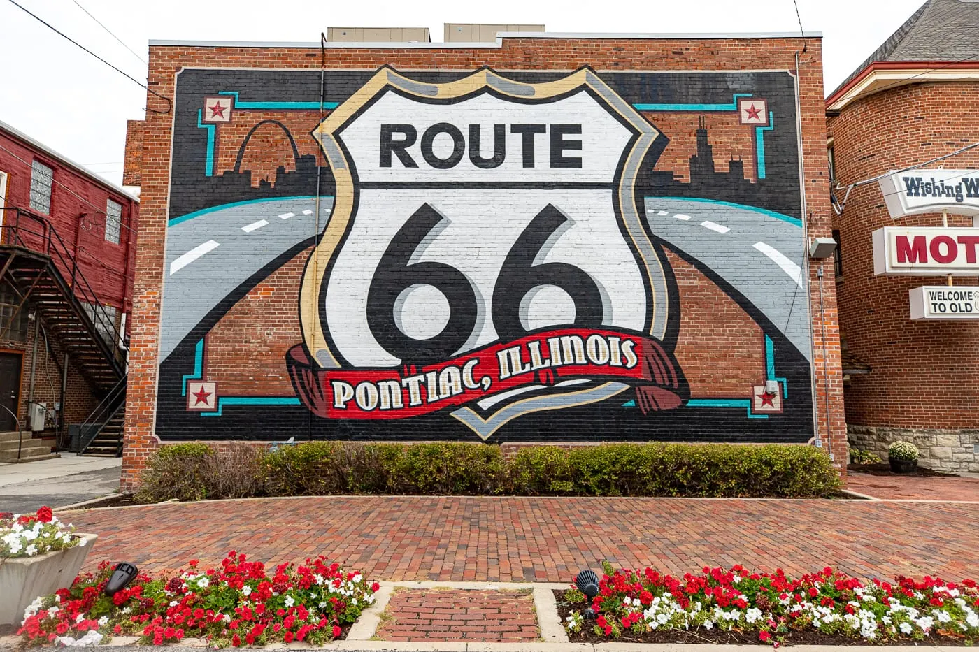 ​​Route 66 Shield Mural in Pontiac, Illinois