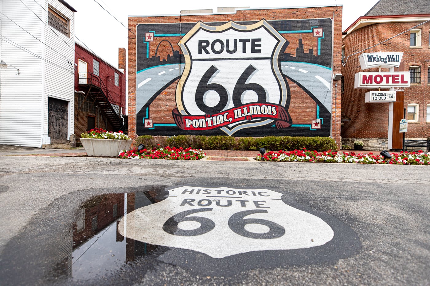 ​​Route 66 Shield Mural in Pontiac, Illinois