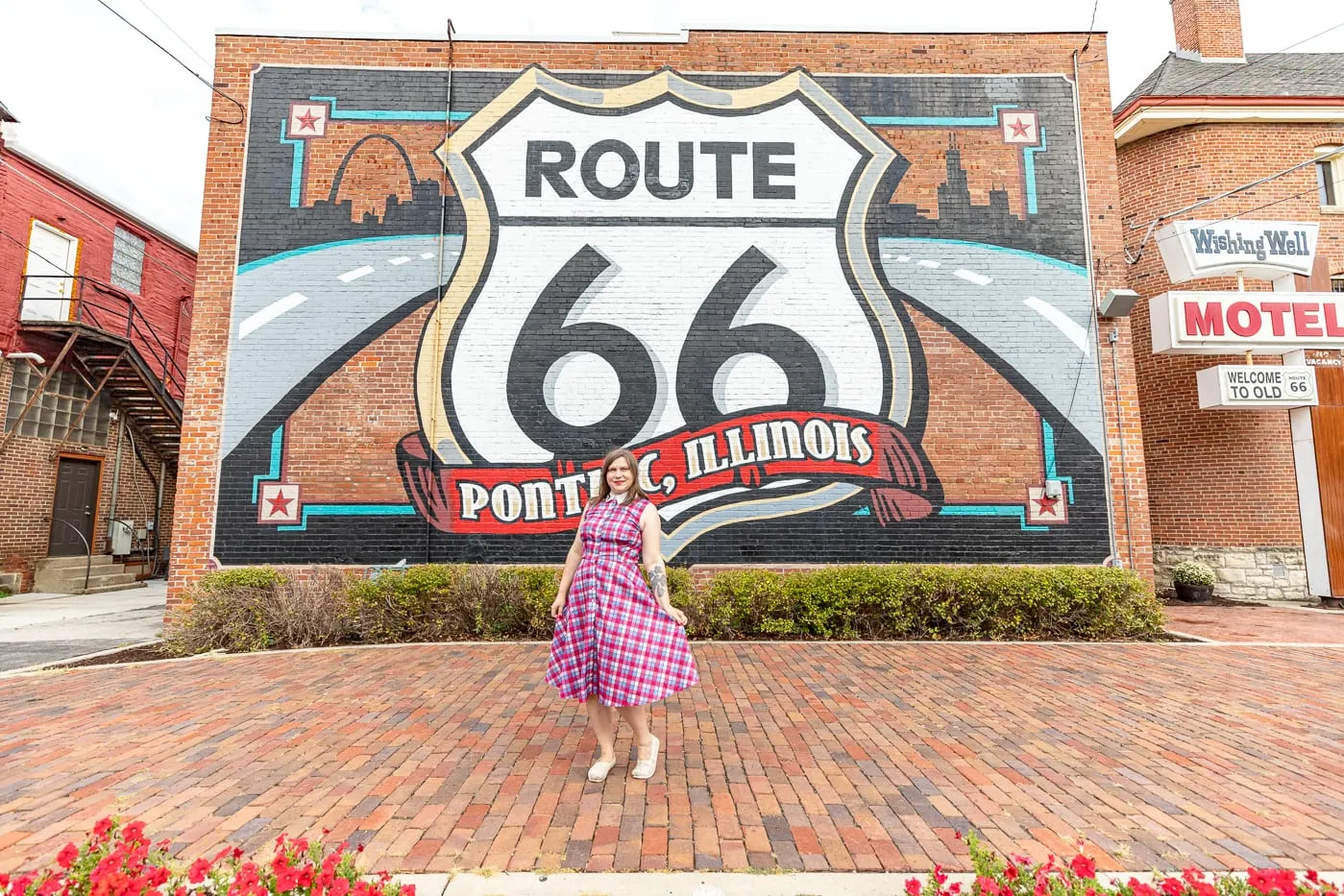 ​​Route 66 Shield Mural in Pontiac, Illinois