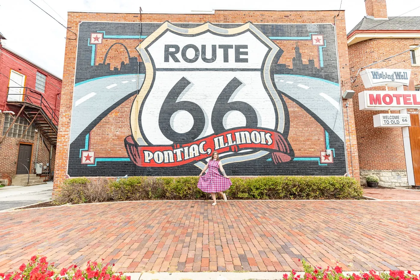 ​​Route 66 Shield Mural in Pontiac, Illinois