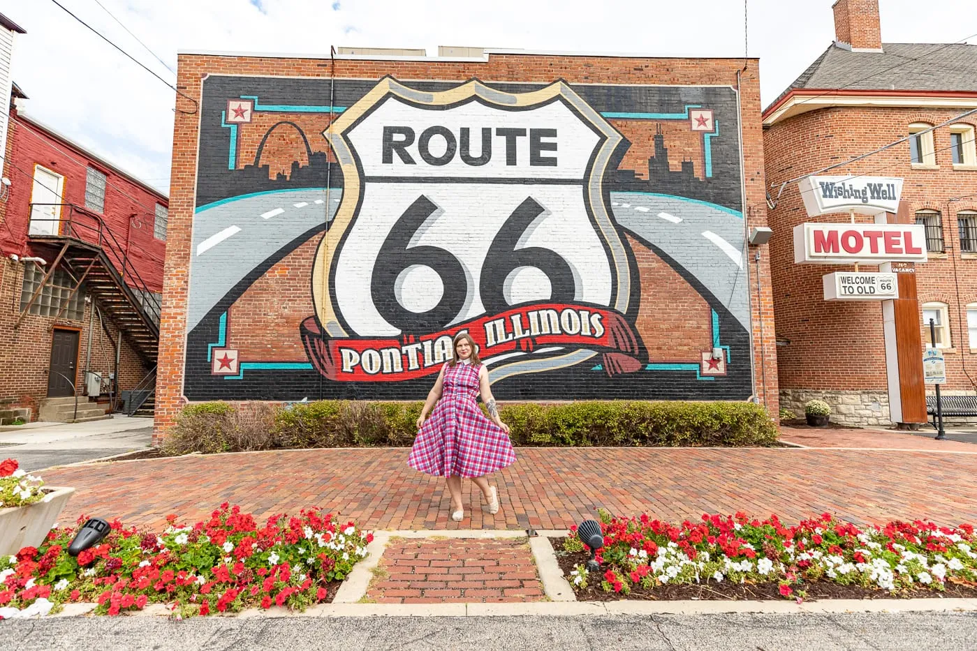 ​​Route 66 Shield Mural in Pontiac, Illinois