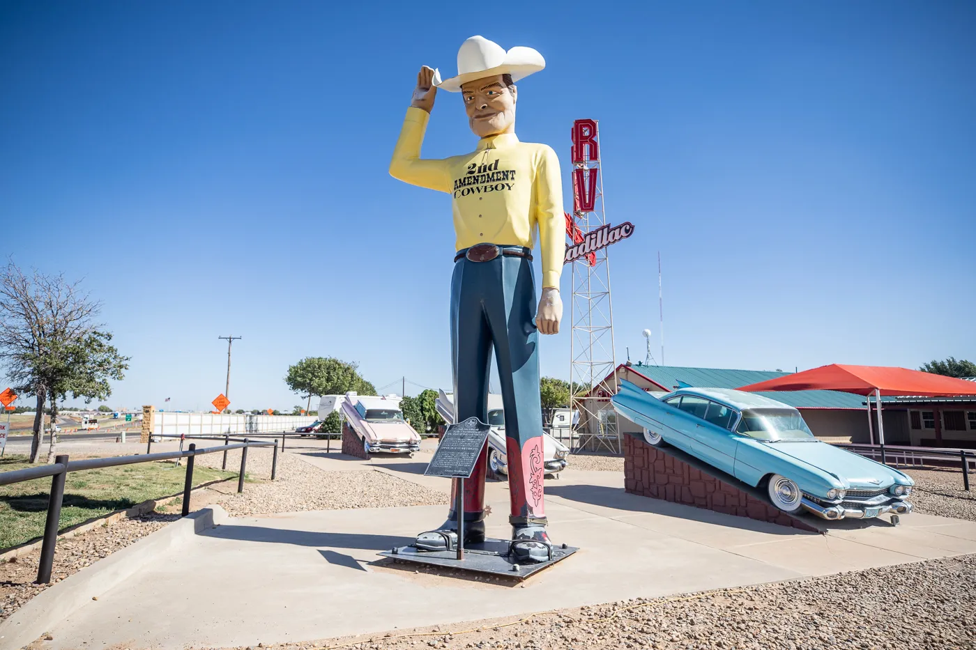 2nd Amendment Cowboy Muffler Man in Amarillo, Texas Route 66 roadside attraction