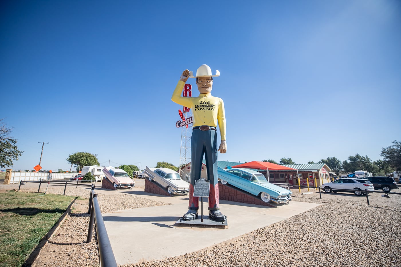 2nd Amendment Cowboy Muffler Man in Amarillo, Texas Route 66 roadside attraction