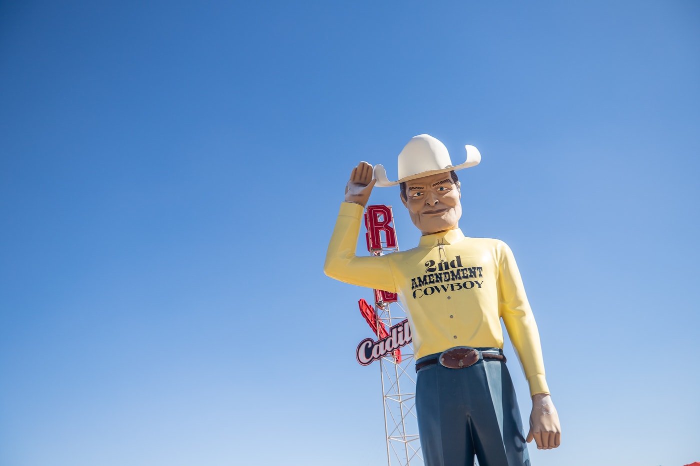 2nd Amendment Cowboy Muffler Man in Amarillo, Texas Route 66 roadside attraction