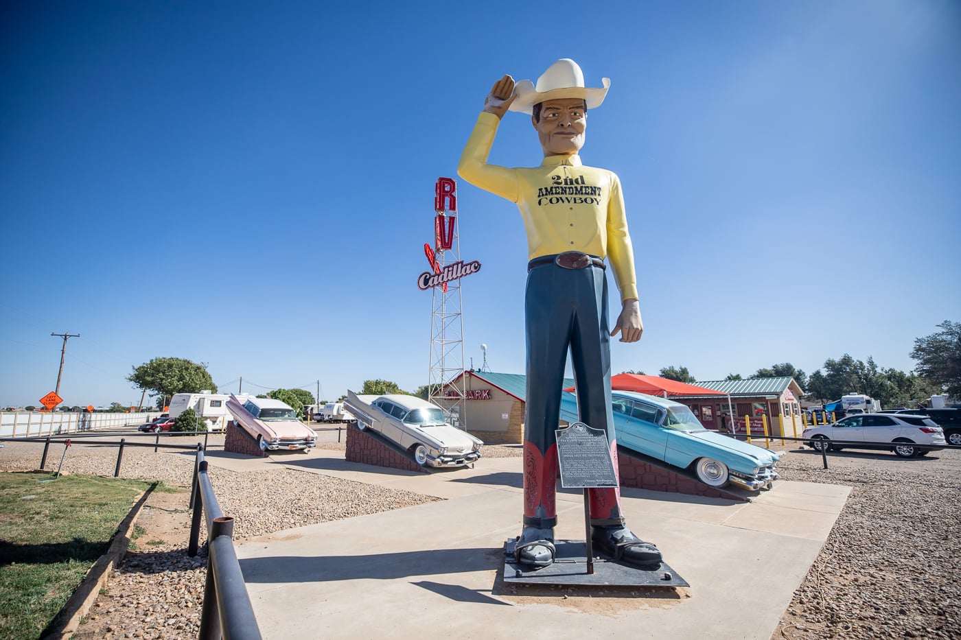 2nd Amendment Cowboy Muffler Man in Amarillo, Texas Route 66 roadside attraction