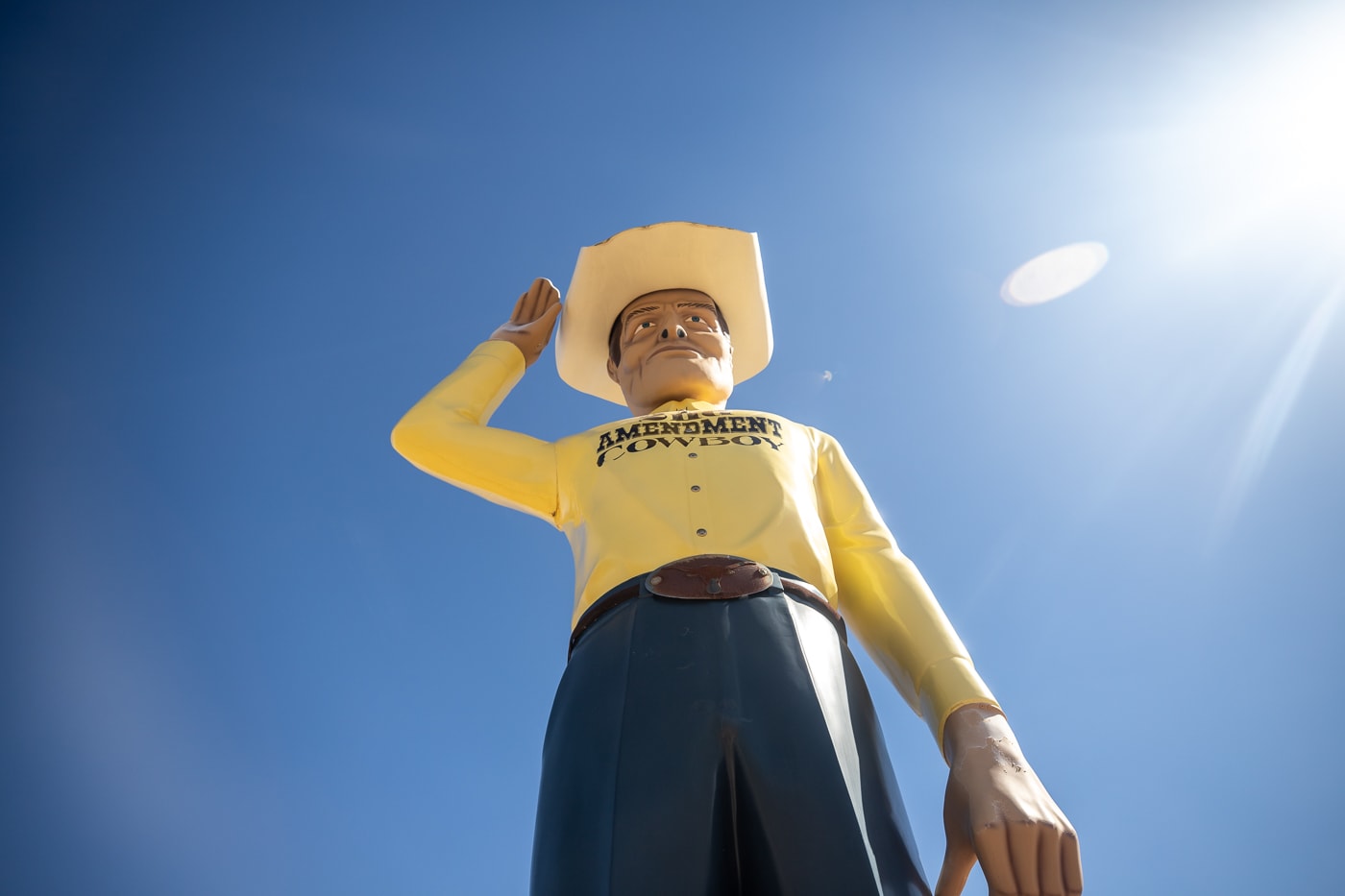 2nd Amendment Cowboy Muffler Man in Amarillo, Texas Route 66 roadside attraction