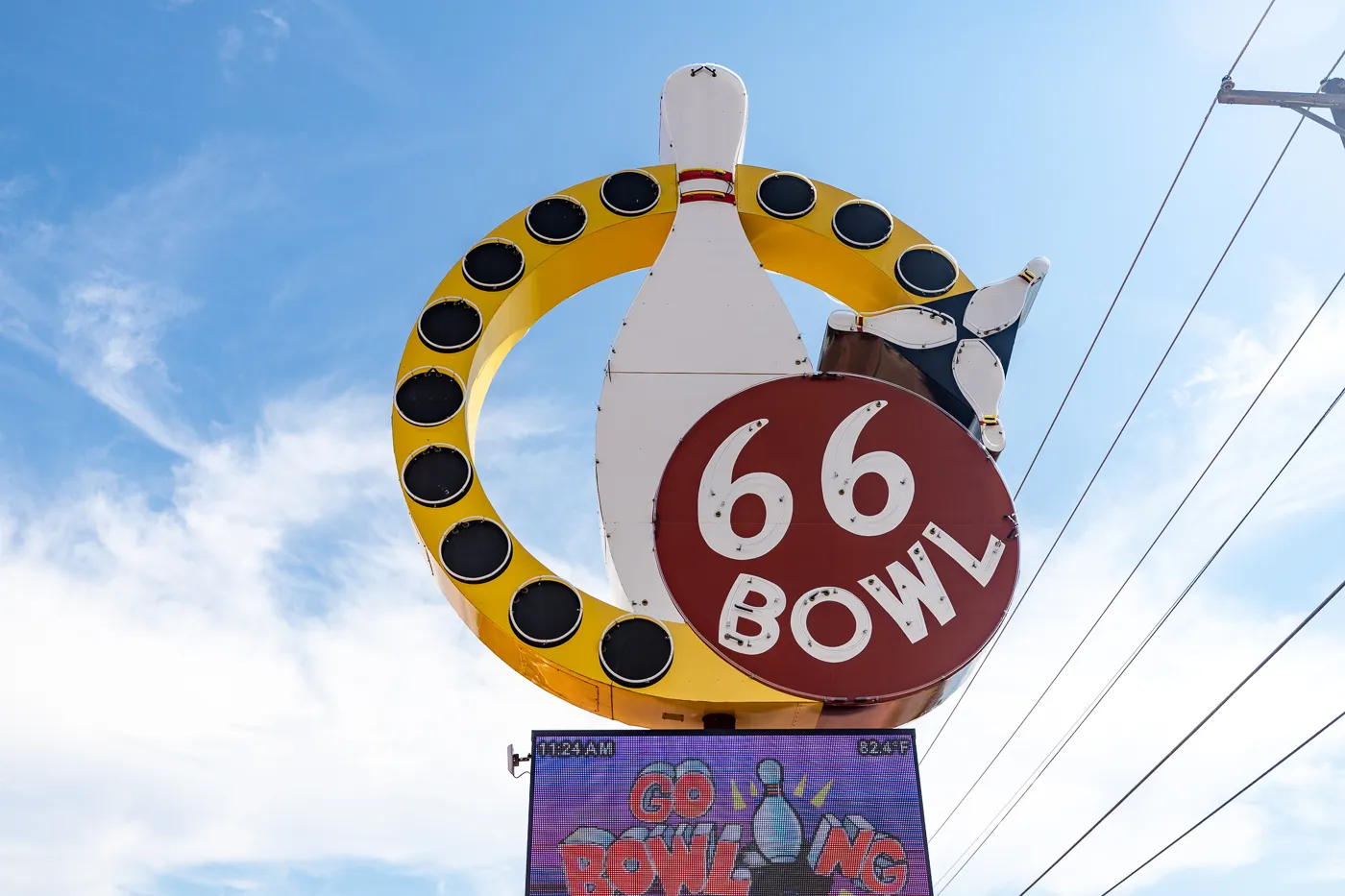 66 Bowl sign at Rt 66 Bowl in Chandler, Oklahoma