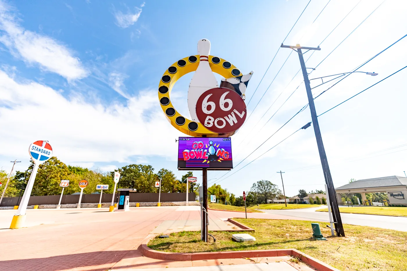 66 Bowl sign at Rt 66 Bowl in Chandler, Oklahoma