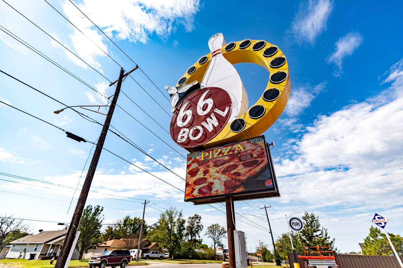 66 Bowl sign at Rt 66 Bowl in Chandler, Oklahoma