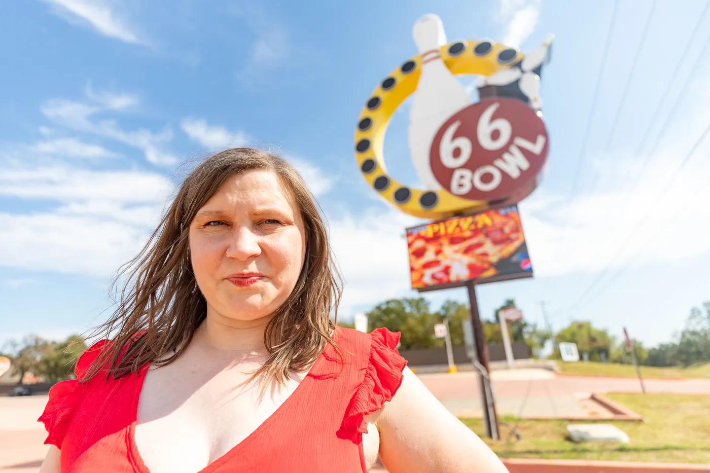 66 Bowl sign at Rt 66 Bowl in Chandler, Oklahoma