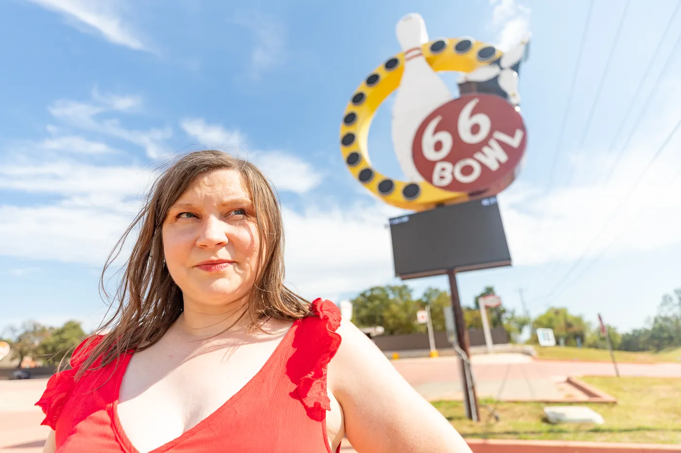 66 Bowl sign at Rt 66 Bowl in Chandler, Oklahoma