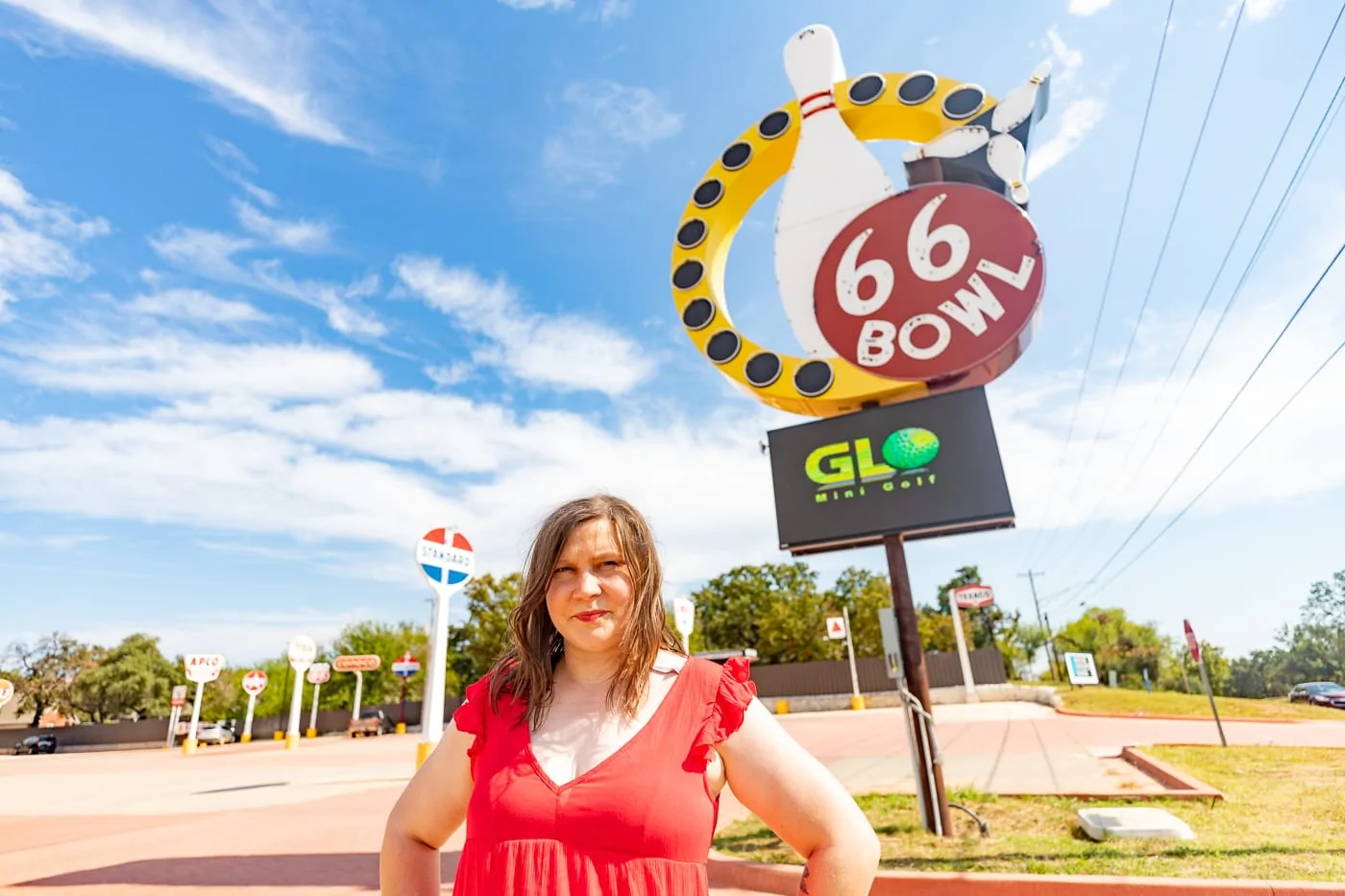 66 Bowl sign at Rt 66 Bowl in Chandler, Oklahoma