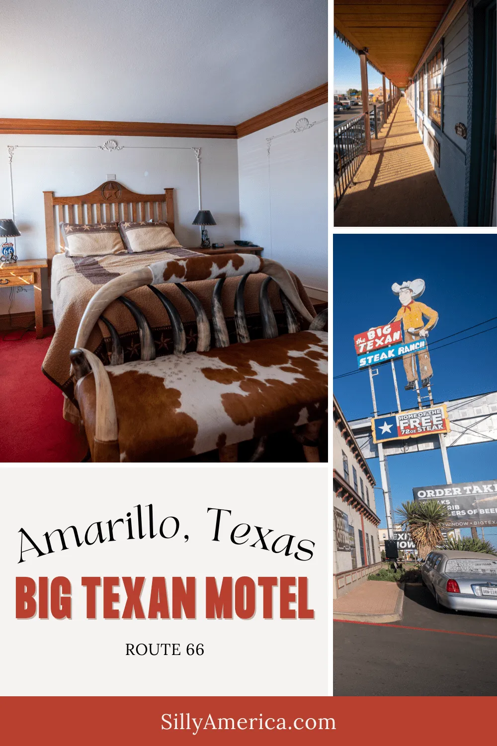 In a food coma after polishing off a 72-ounce steak challenge at the Big Texan Steakhouse? Need to sleep it off? I know just the place. If you're looking for unique accommodation on Route 66 look no further than the Big Texan Motel in Amarillo, Texas. Stay next to the famous steakhouse on your Route 66 road trip.  #RoadTrips #RoadTripStop #Route66 #Route66RoadTrip #TexasRoute66 #Texas #TexasRoadTrip #TexasRoadsideAttractions #RoadsideAttractions #RoadsideAttraction #RoadsideAmerica #RoadTrip