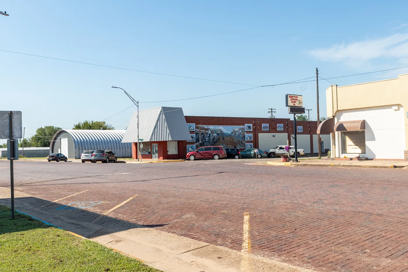 Route 66 Brick Paved Broadway Street in Davenport, Oklahoma