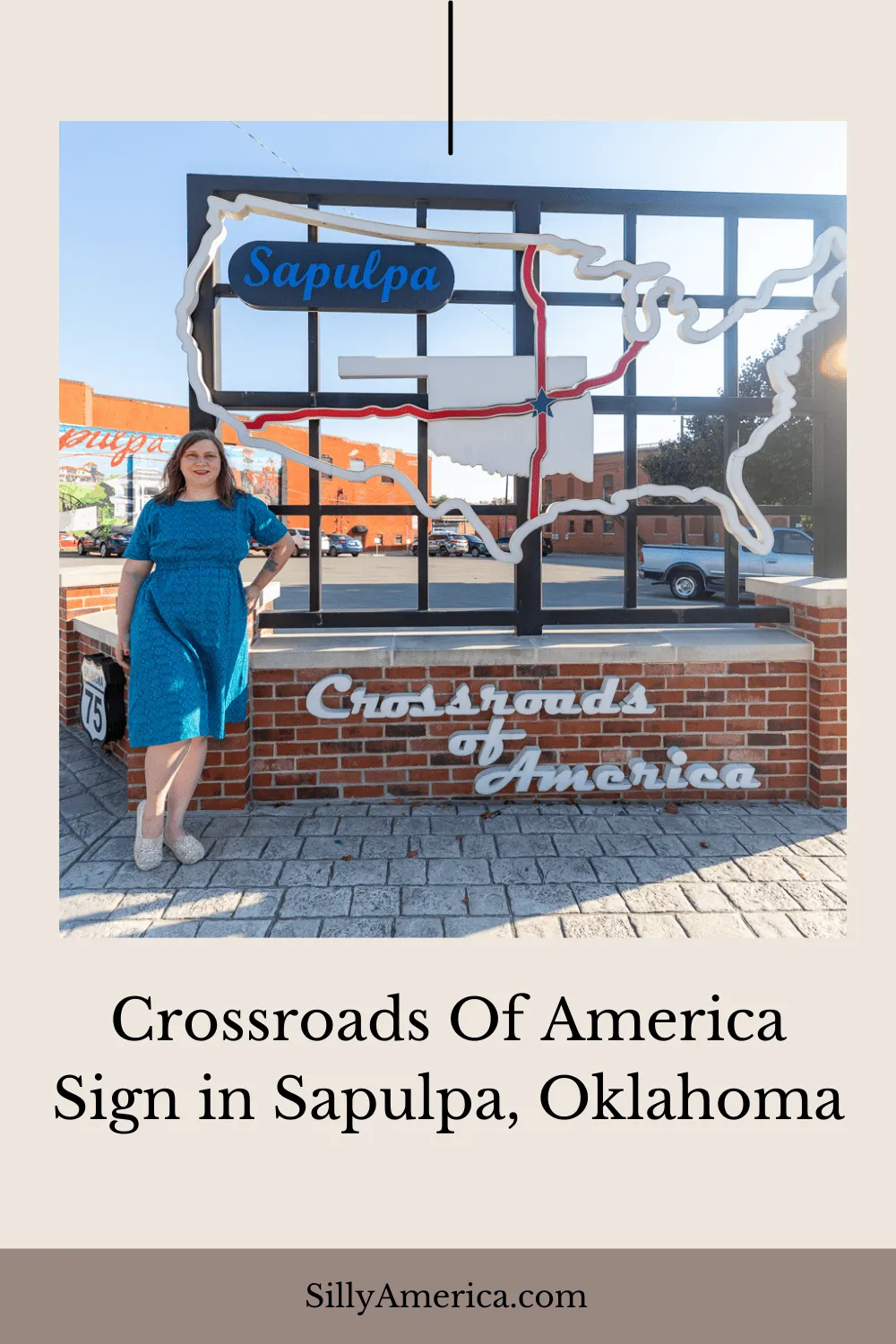 Go down to the crossroads and find this Route 66 roadside attraction: the Crossroads Of America sign in Sapulpa, Oklahoma.  #RoadTrips #RoadTripStop #Route66 #Route66RoadTrip #OklahomaRoute66 #Oklahoma #OklahomaRoadTrip #OklahomaRoadsideAttractions #RoadsideAttractions #RoadsideAttraction #RoadsideAmerica #RoadTrip