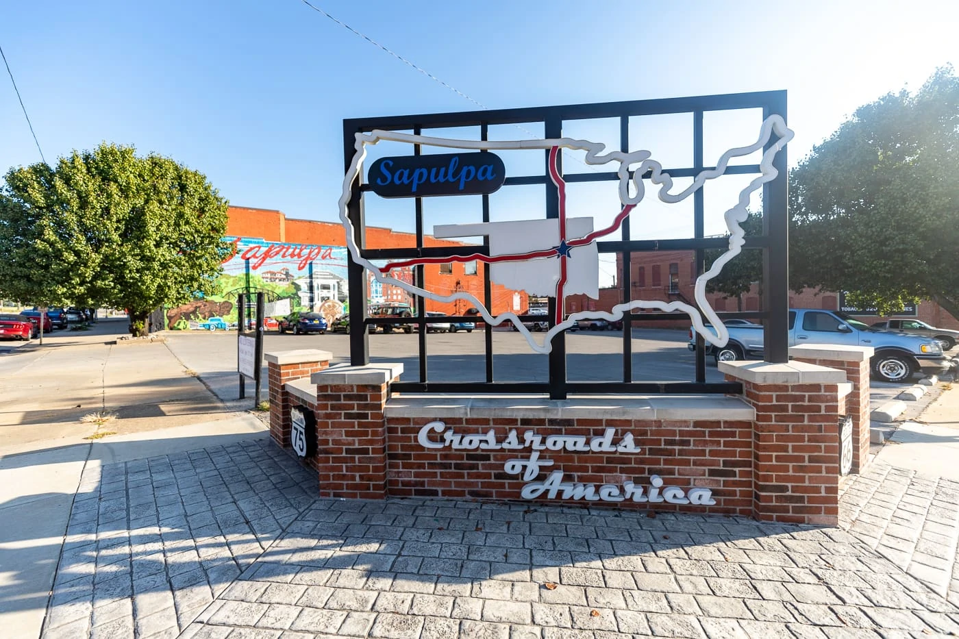 Crossroads Of America sign in Sapulpa, Oklahoma on Route 66