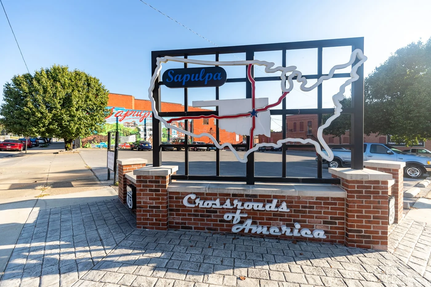 Crossroads Of America sign in Sapulpa, Oklahoma on Route 66