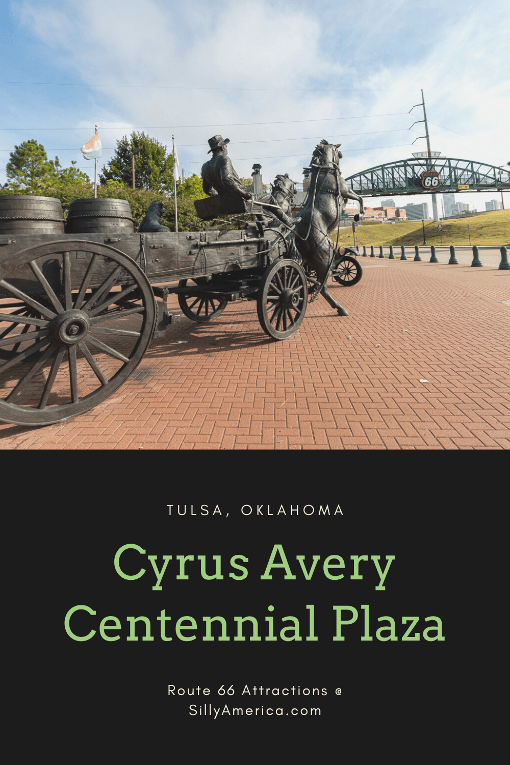 Cyrus Avery is known as the father of Route 66. He created the route while a member of the board appointed to create the Federal Highway System. His legacy is celebrated in Tulsa, Oklahoma at the Cyrus Avery Centennial Plaza.  #TULSA #TulsaOklahoma #RoadTrips #RoadTripStop #Route66 #Route66RoadTrip #OklahomaRoute66 #Oklahoma #OklahomaRoadTrip #OklahomaRoadsideAttractions #RoadsideAttractions #RoadsideAttraction #RoadsideAmerica #RoadTrip