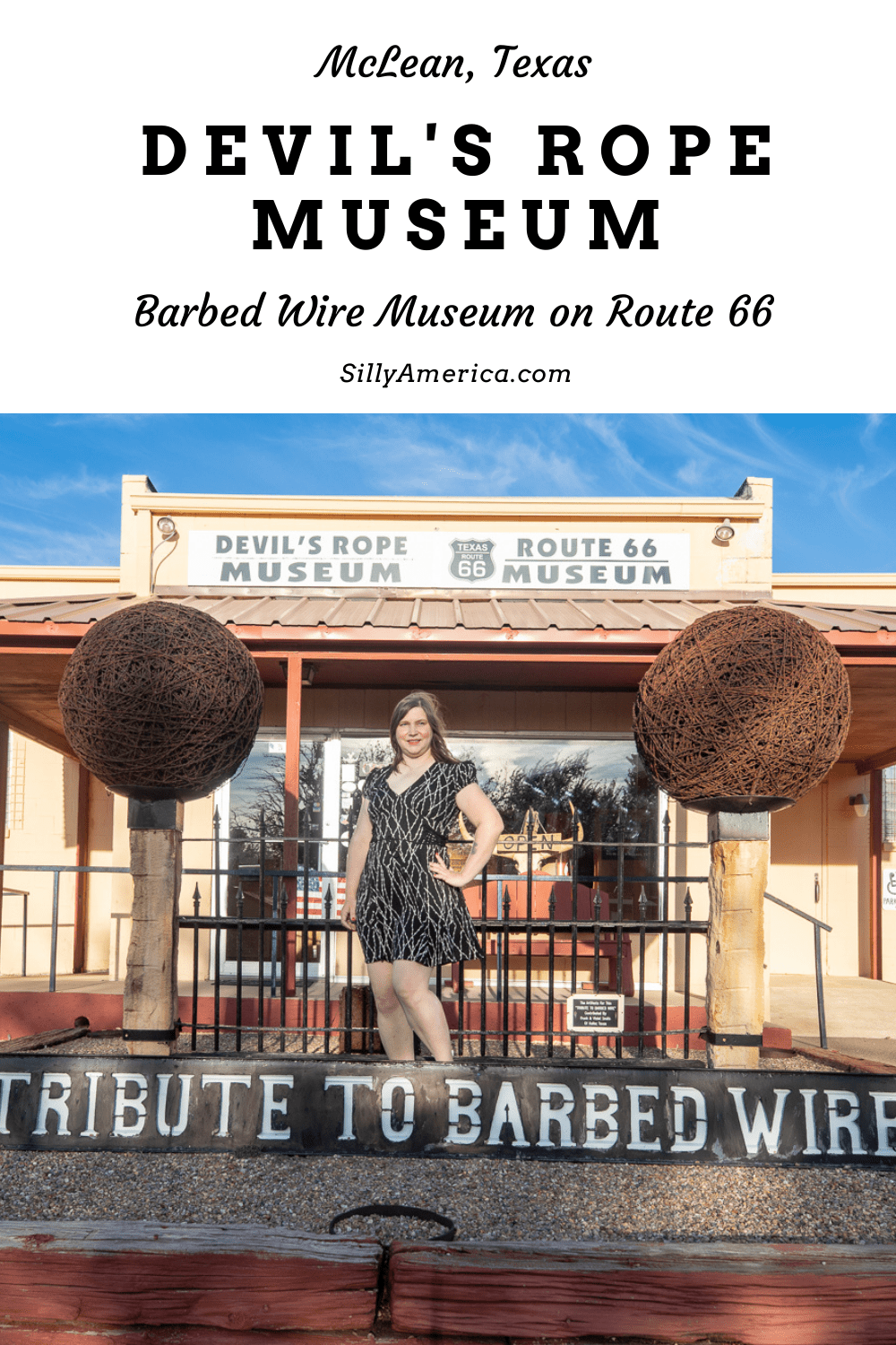 They say that good fences make good neighbors. And if that is the case the Devil's Rope Museum in McLean, Texas must have some pretty fantastic neighbors. This Route 66 attraction is dedicated to an unlikely and pretty sharp subject: barbed wire fencing. Add the barbed wire museum in Texas to your travel itinerary. #RoadTrips #RoadTripStop #Route66 #Route66RoadTrip #TexasRoute66 #Texas #TexasRoadTrip #TexasRoadsideAttractions #RoadsideAttractions #RoadsideAttraction #RoadsideAmerica #RoadTrip 