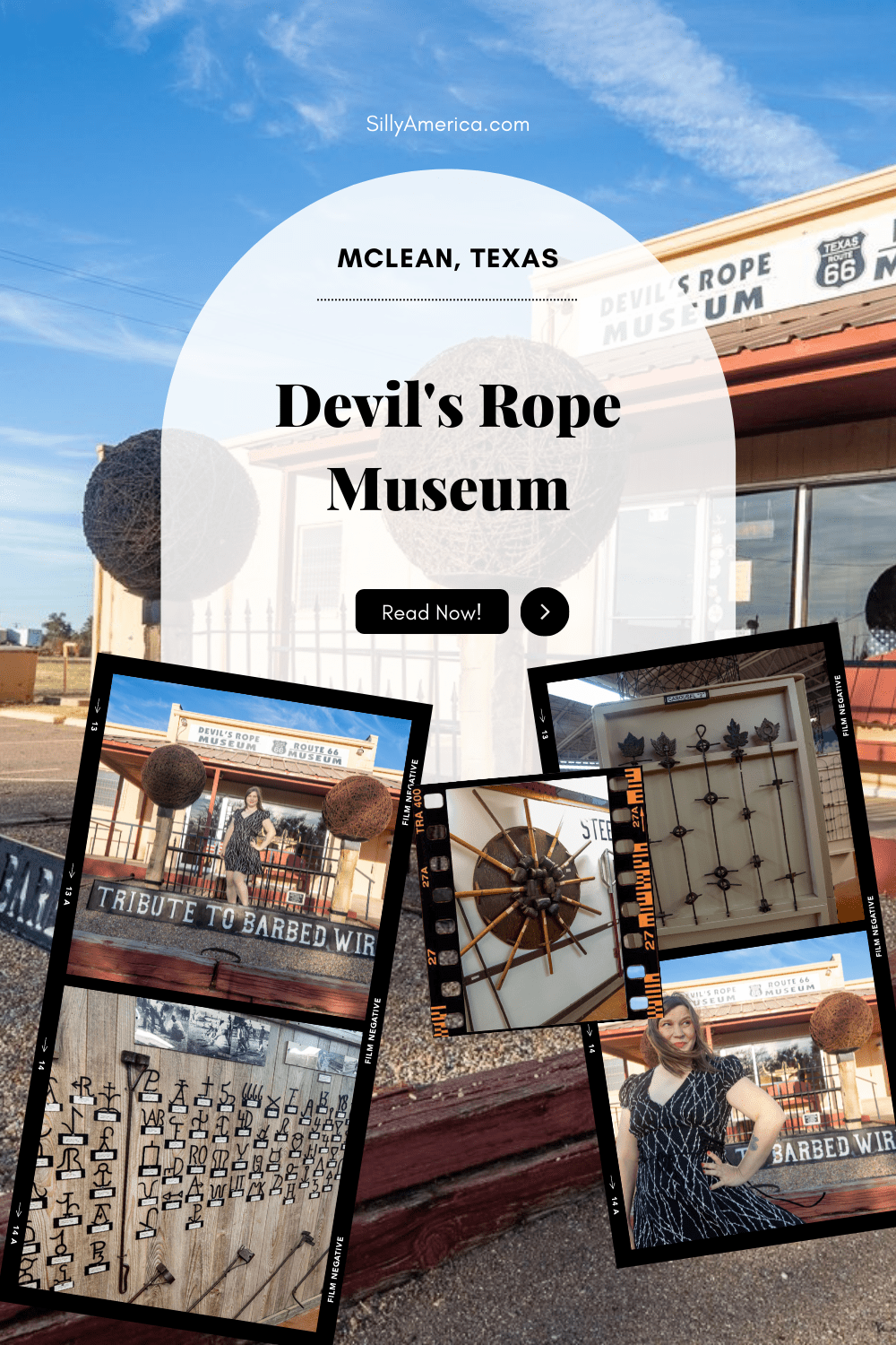 They say that good fences make good neighbors. And if that is the case the Devil's Rope Museum in McLean, Texas must have some pretty fantastic neighbors. This Route 66 attraction is dedicated to an unlikely and pretty sharp subject: barbed wire fencing. Add the barbed wire museum in Texas to your travel itinerary. #RoadTrips #RoadTripStop #Route66 #Route66RoadTrip #TexasRoute66 #Texas #TexasRoadTrip #TexasRoadsideAttractions #RoadsideAttractions #RoadsideAttraction #RoadsideAmerica #RoadTrip 