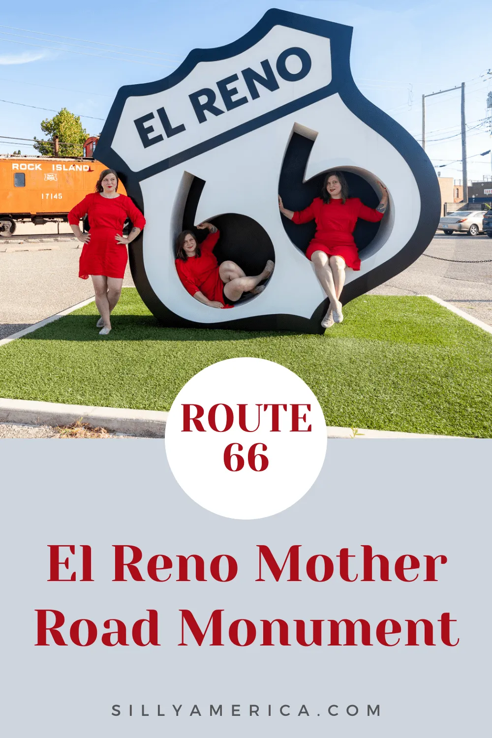 Welcome to the ultimate Route 66 selfie spot. This roadside attraction was built to capture the attention of motorists and provide an interactive background for the perfect social-friendly souvenir. Climb inside the El Reno Mother Road Monument in El Reno, Oklahoma. Stop on your Route 66 road trip!  #RoadTrips #RoadTripStop #Route66 #Route66RoadTrip #IllinoisRoute66 #Illinois #IllinoisRoadTrip #IllinoisRoadsideAttractions #RoadsideAttractions #RoadsideAttraction #RoadsideAmerica #RoadTrip