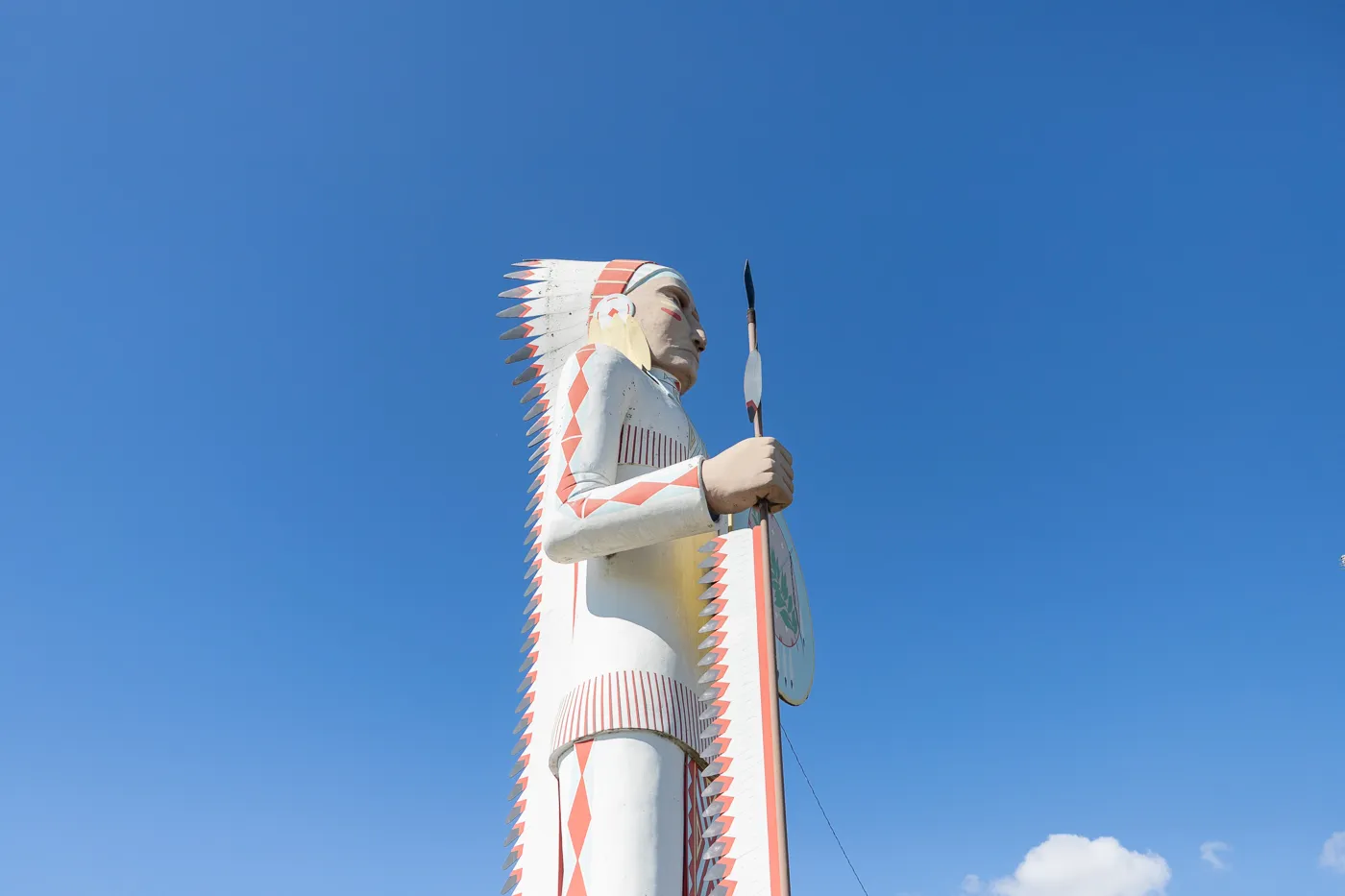 Standing Brave Giant Indian Chief in Big Cabin, Oklahoma Route 66 roadside attraction