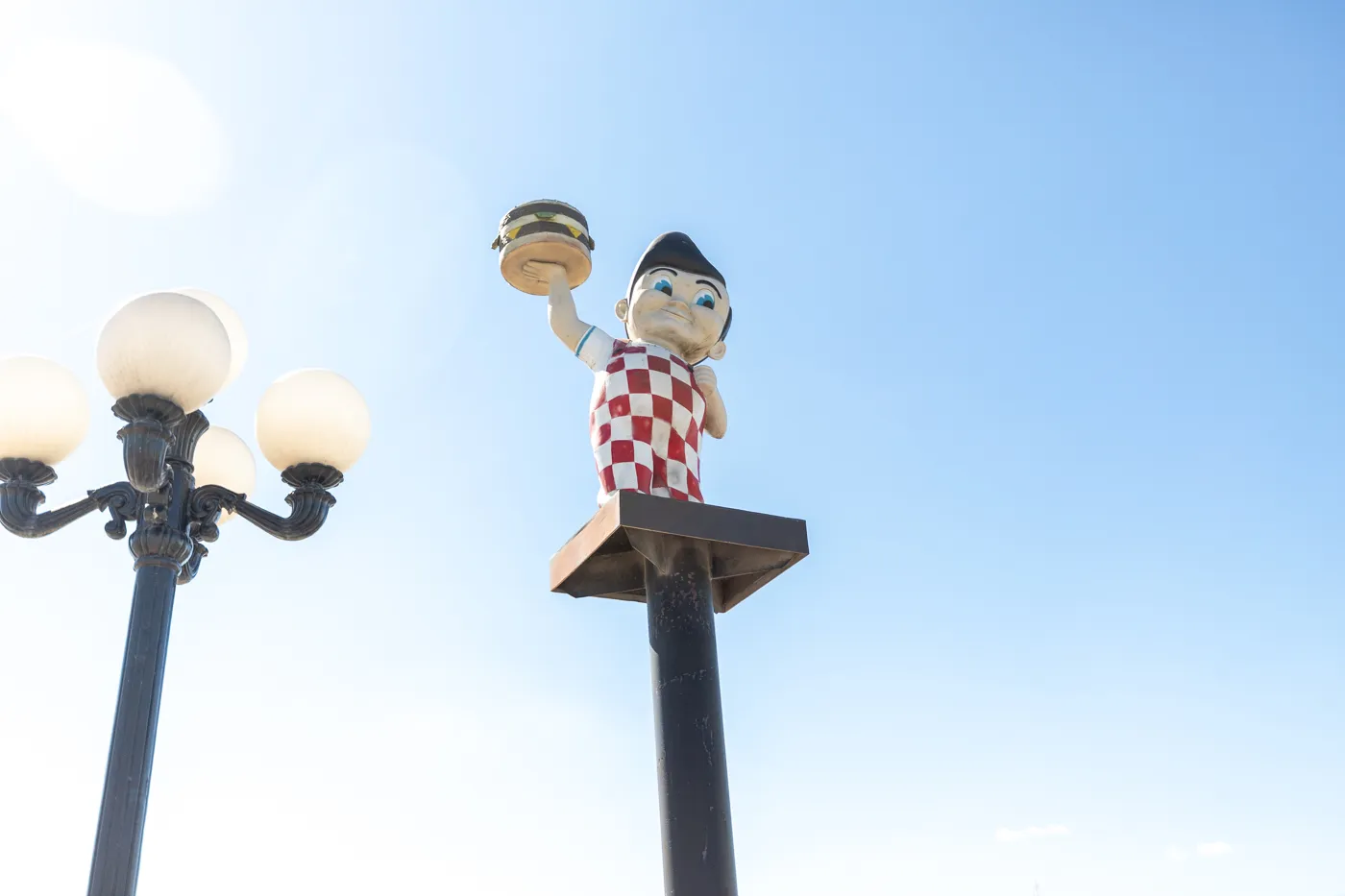 Big boy statue at Woodshed Of Big Cabin in Oklahoma