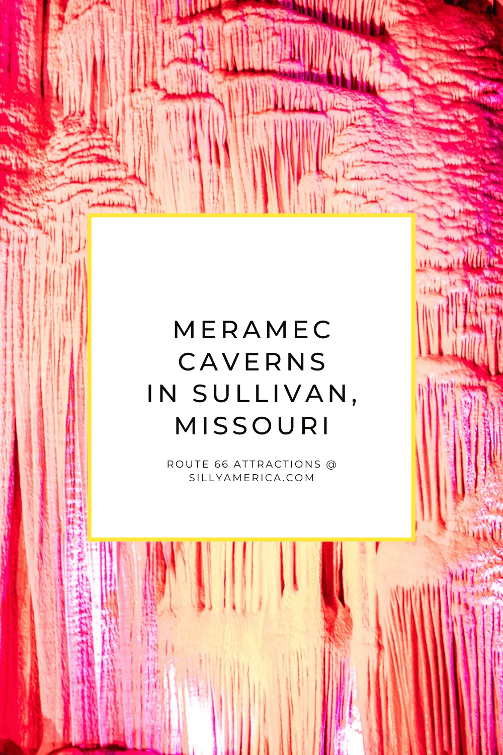 Meramec Caverns in Sullivan, Missouri is a staple site on Route 66. You will see billboards for miles and miles to come inviting you to visit this Missouri tourist attraction. Follow the signs and take a tour, you won't regret visiting this road trip stop.  #RoadTrips #RoadTripStop #Route66 #Route66RoadTrip #MissouriRoute66 #Missouri #MissouriRoadTrip #MissouriRoadsideAttractions #RoadsideAttractions #RoadsideAttraction #RoadsideAmerica #RoadTrip