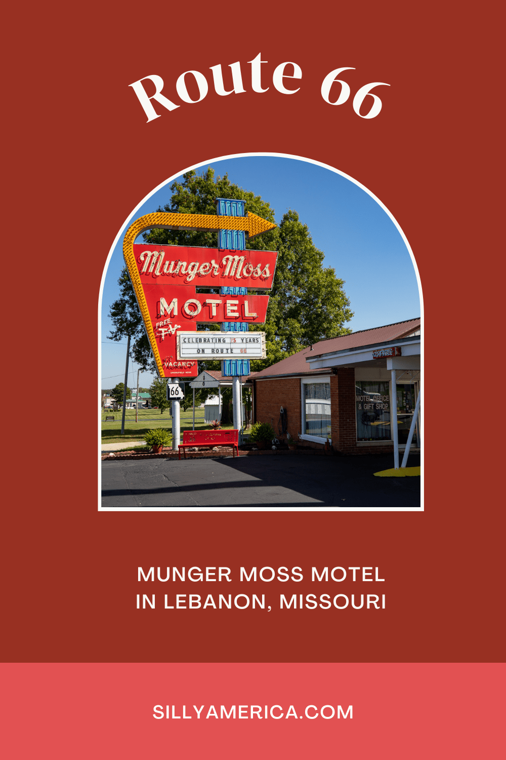 The Munger Moss Motel in Lebanon, Missouri was built in 1946 and you can still stay at this classic Route 66 motel on your Route 66 road trip.  #RoadTrips #RoadTripStop #Route66 #Route66RoadTrip #MissouriRoute66 #Missouri #MissouriRoadTrip #MissouriRoadsideAttractions #RoadsideAttractions #RoadsideAttraction #RoadsideAmerica #RoadTrip
