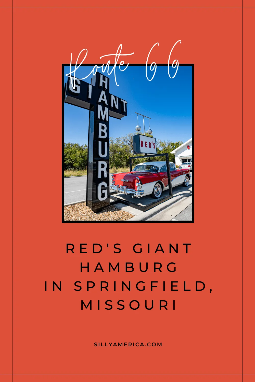 Red's Giant Hamburg first opened its doors on Route 66 in Springfield, Missouri in 1947. The Missouri restaurant was the world's first drive through and served burgers fries, and root beer on Route 66. A new version of the classic restaurant opened in 2019. #RoadTrips #RoadTripStop #Route66 #Route66RoadTrip #MissouriRoute66 #Missouri #MissouriRoadTrip #MissouriRoadsideAttractions #RoadsideAttractions #RoadsideAttraction #RoadsideAmerica #RoadTrip