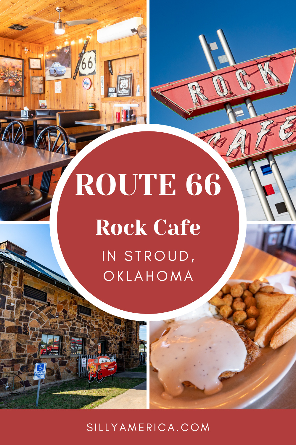 This Route 66 restaurant ROCKS. And it has been rocking since 1939. The Rock Cafe in Stroud, Oklahoma is a nostalgic road trip stop, with delicious food that you can't miss.  #RoadTrips #RoadTripStop #Route66 #Route66RoadTrip #OklahomaRoute66 #Oklahoma #OklahomaRoadTrip #OklahomaRoadsideAttractions #RoadsideAttractions #RoadsideAttraction #RoadsideAmerica #RoadTrip