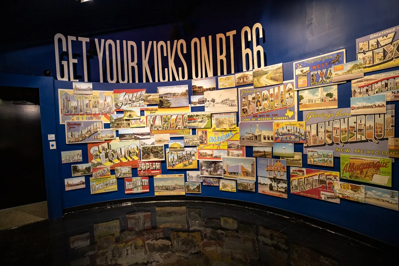 Get your kicks on Route 66 display at the Oklahoma Route 66 Museum in Clinton, Oklahoma