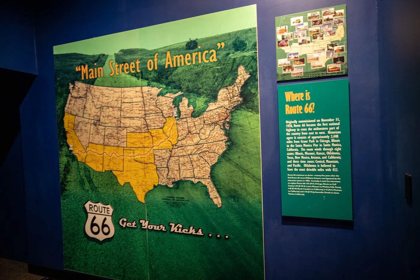 Main Street of America map at the Oklahoma Route 66 Museum in Clinton, Oklahoma