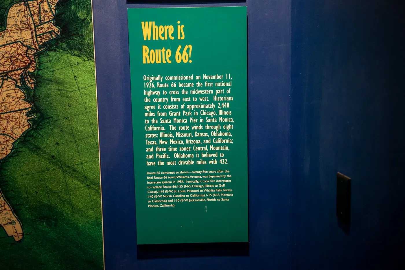 Where is Route 66? display at the Oklahoma Route 66 Museum in Clinton, Oklahoma