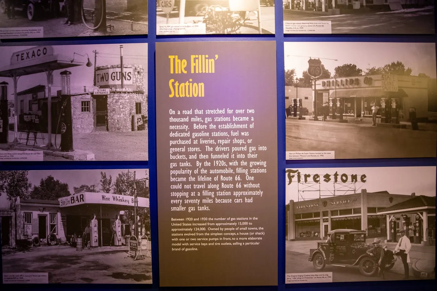 The Fillin' Station sign at the Oklahoma Route 66 Museum in Clinton, Oklahoma