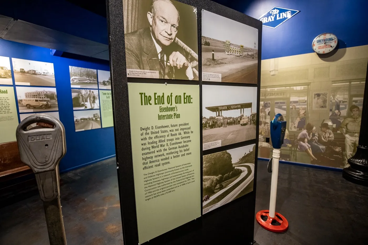 Eisenhower's Interstate plan sign at the Oklahoma Route 66 Museum in Clinton, Oklahoma