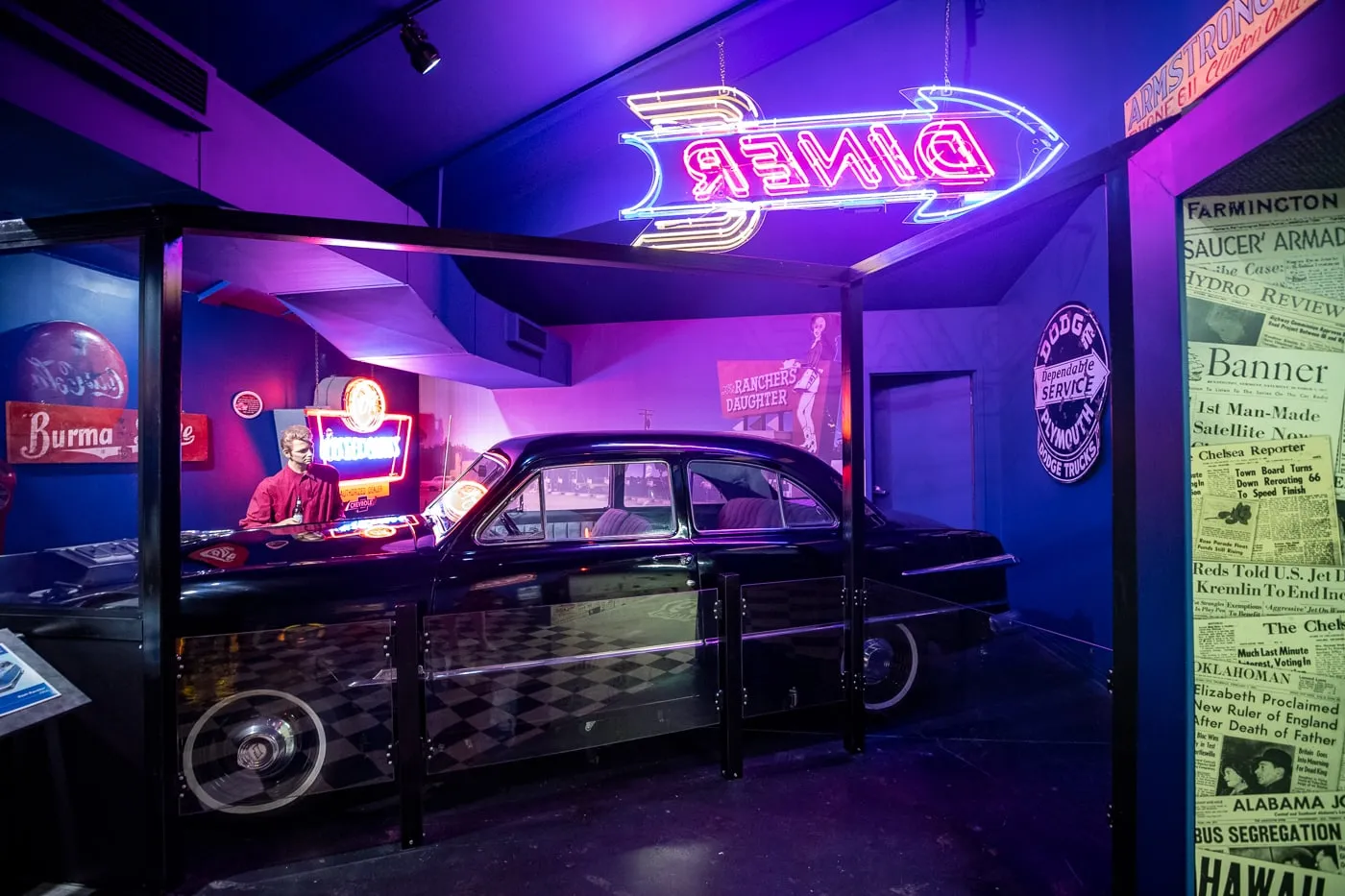 Vintage car at the Oklahoma Route 66 Museum in Clinton, Oklahoma