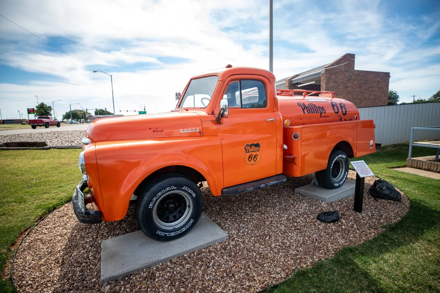 Orange truck at the Oklahoma Route 66 Museum in Clinton, Oklahoma