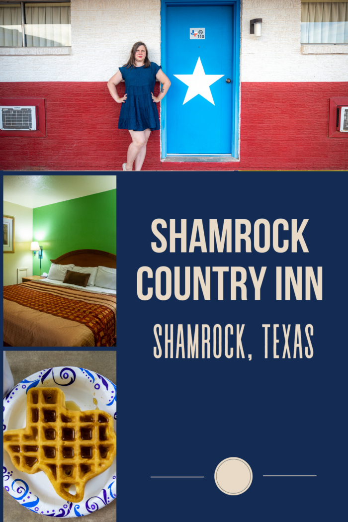 The Shamrock Country Inn motel is a classic roadside motel in a classic Route 66 town.  The hotel opened in September 1959 as the Shamrock Ranger Motel. Stay at this hotel overnight on your Route 66 road trip and be sure to get a Texas shaped waffle for breakfast.   #RoadTrips #RoadTripStop #Route66 #Route66RoadTrip #TexasRoute66 #Texas #TexasRoadTrip #TexasRoadsideAttractions #RoadsideAttractions #RoadsideAttraction #RoadsideAmerica #RoadTrip 