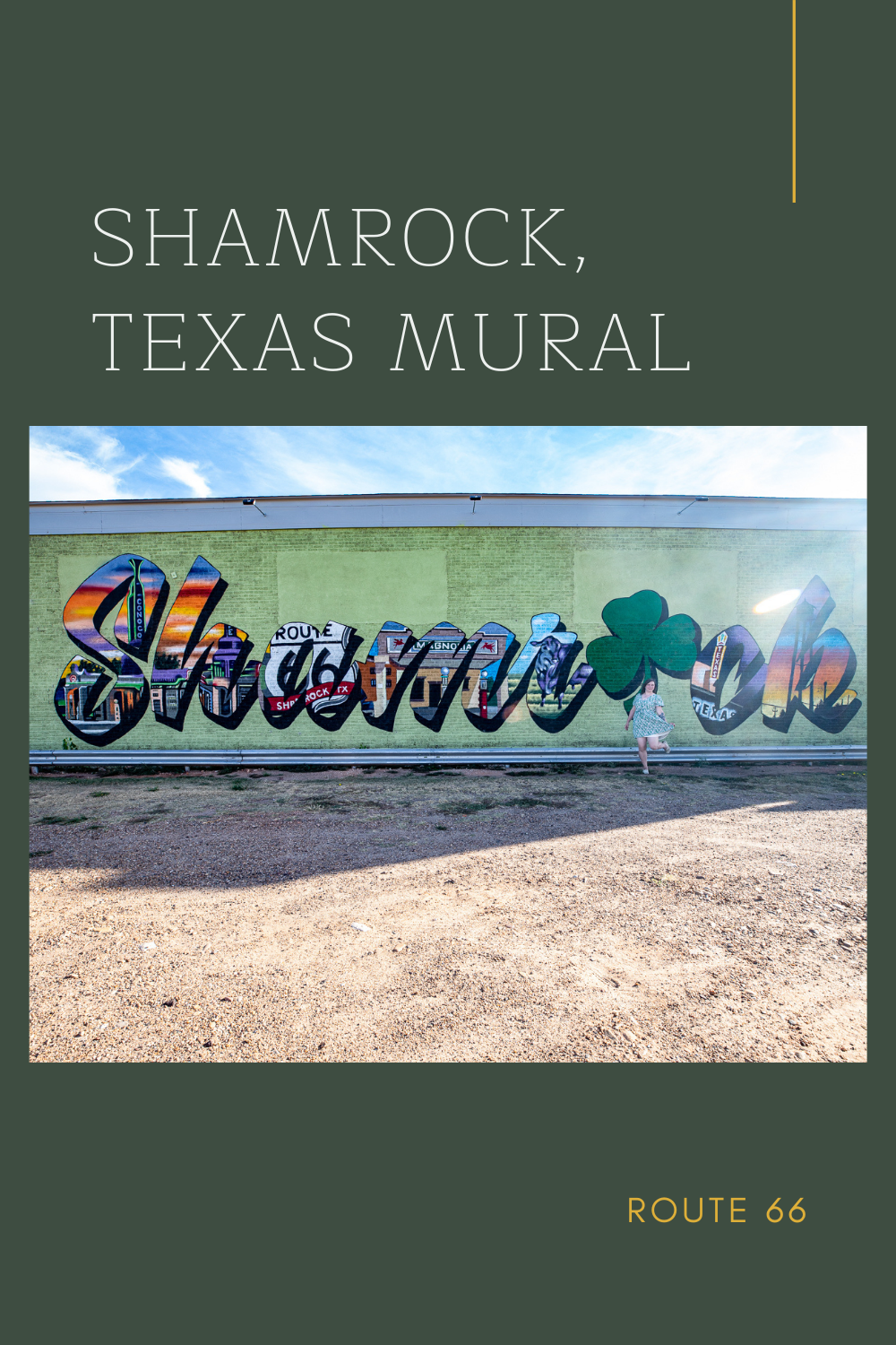 Shamrock, Texas is known for its Irish roots and place on Route 66. A new Shamrock, Texas Mural celebrates all the best the town has to offer.  #RoadTrips #RoadTripStop #Route66 #Route66RoadTrip #TexasRoute66 #Texas #TexasRoadTrip #TexasRoadsideAttractions #RoadsideAttractions #RoadsideAttraction #RoadsideAmerica #RoadTrip 