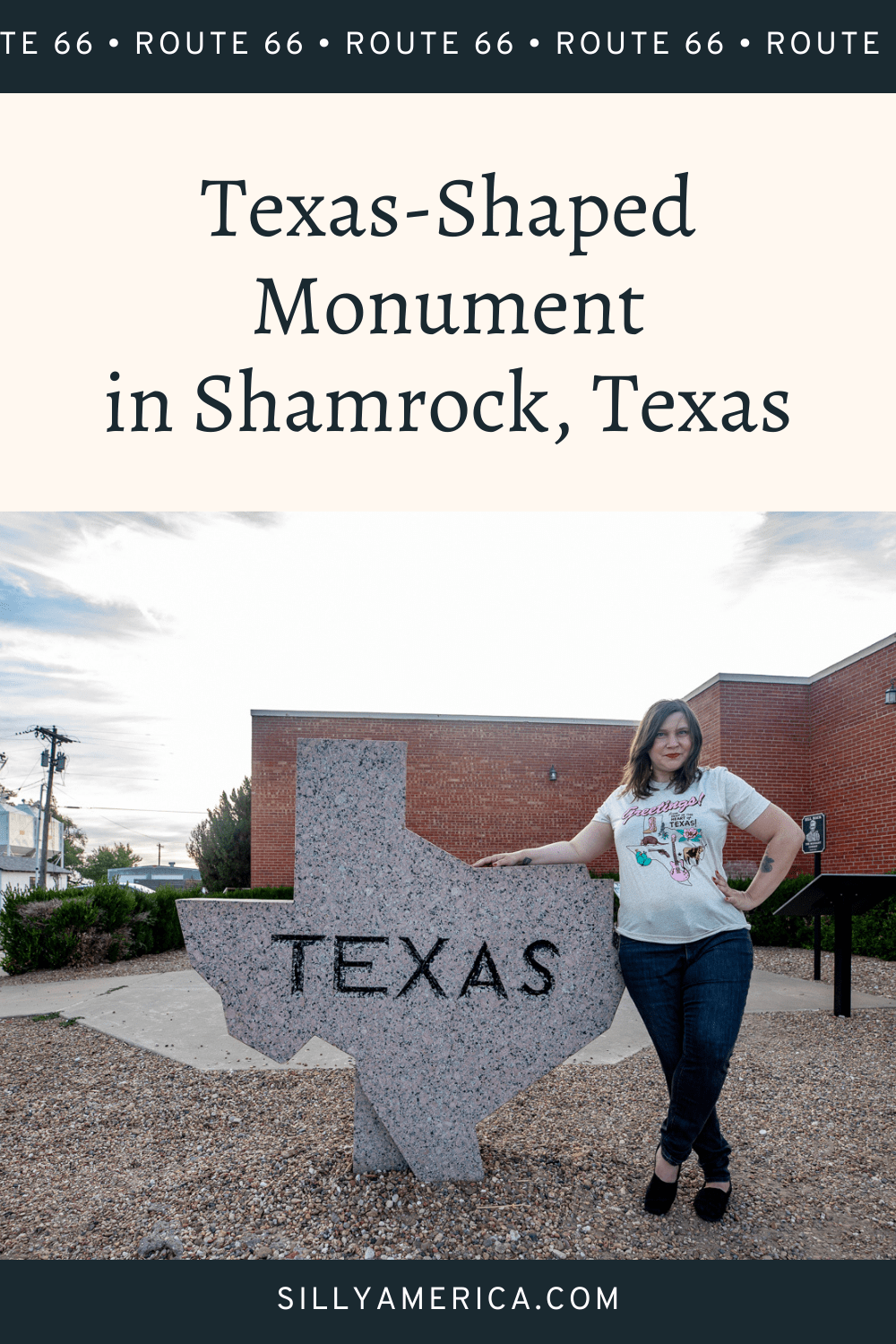 Everything is bigger in Texas, so it is only appropriate to find a big, well, Texas, there. Find this big Texas-shaped monument in Shamrock, Texas on Route 66. This roadside attraction is located at the historic Conoco Tower Station and U-Drop Inn Café in Shamrock, Texas on Route 66.  #RoadTrips #RoadTripStop #Route66 #Route66RoadTrip #TexasRoute66 #Texas #TexasRoadTrip #TexasRoadsideAttractions #RoadsideAttractions #RoadsideAttraction #RoadsideAmerica #RoadTrip 