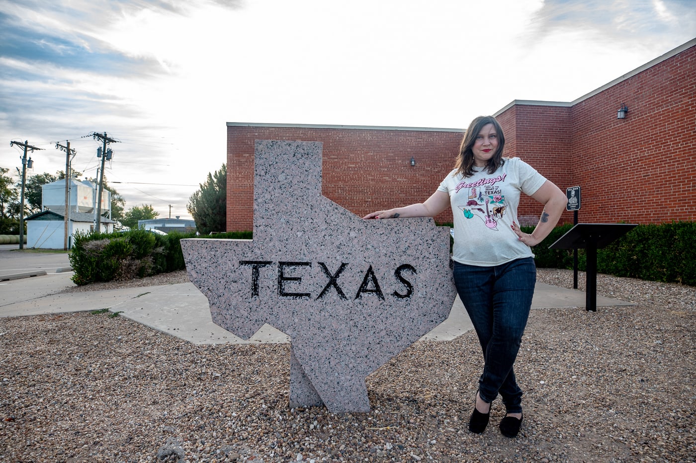 Texas-shaped Marker in Shamrock, Texas on Route 66