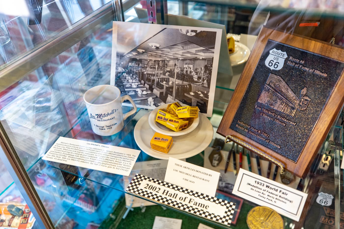 Lou Mitchell's display at the Illinois Route 66 Hall of Fame & Museum in Pontiac, Illinois