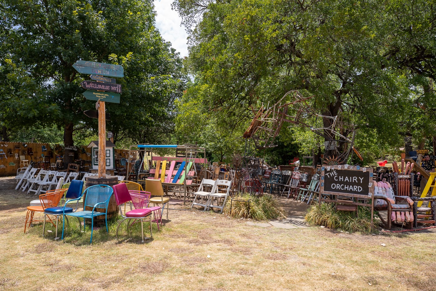 The Chairy Orchard in Denton, Texas roadside attraction