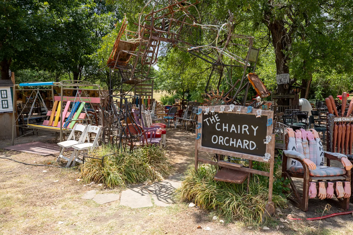 The Chairy Orchard in Denton, Texas roadside attraction