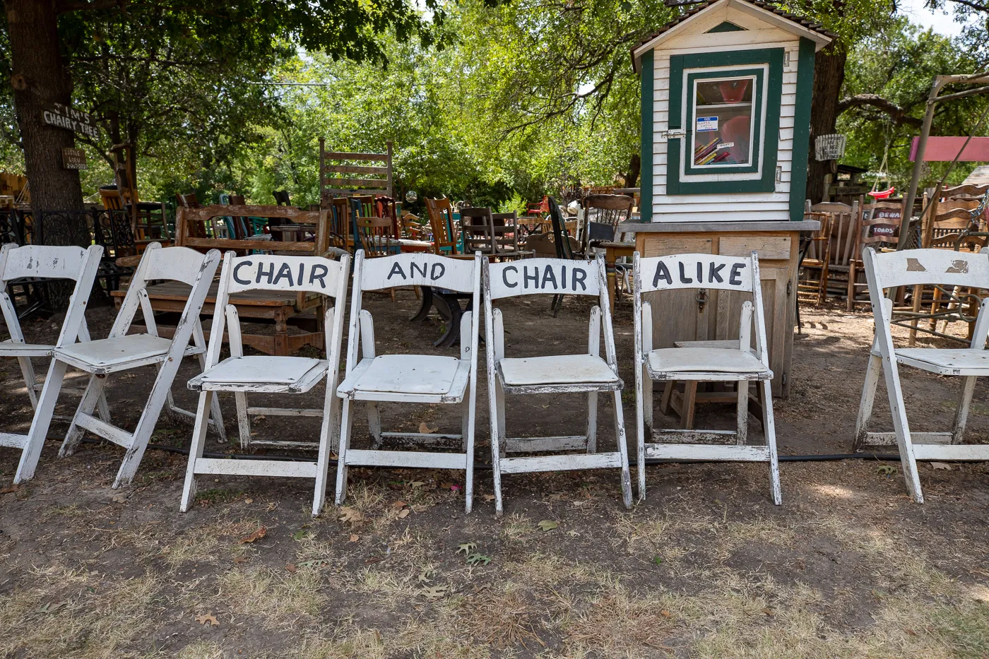 The Chairy Orchard in Denton, Texas roadside attraction