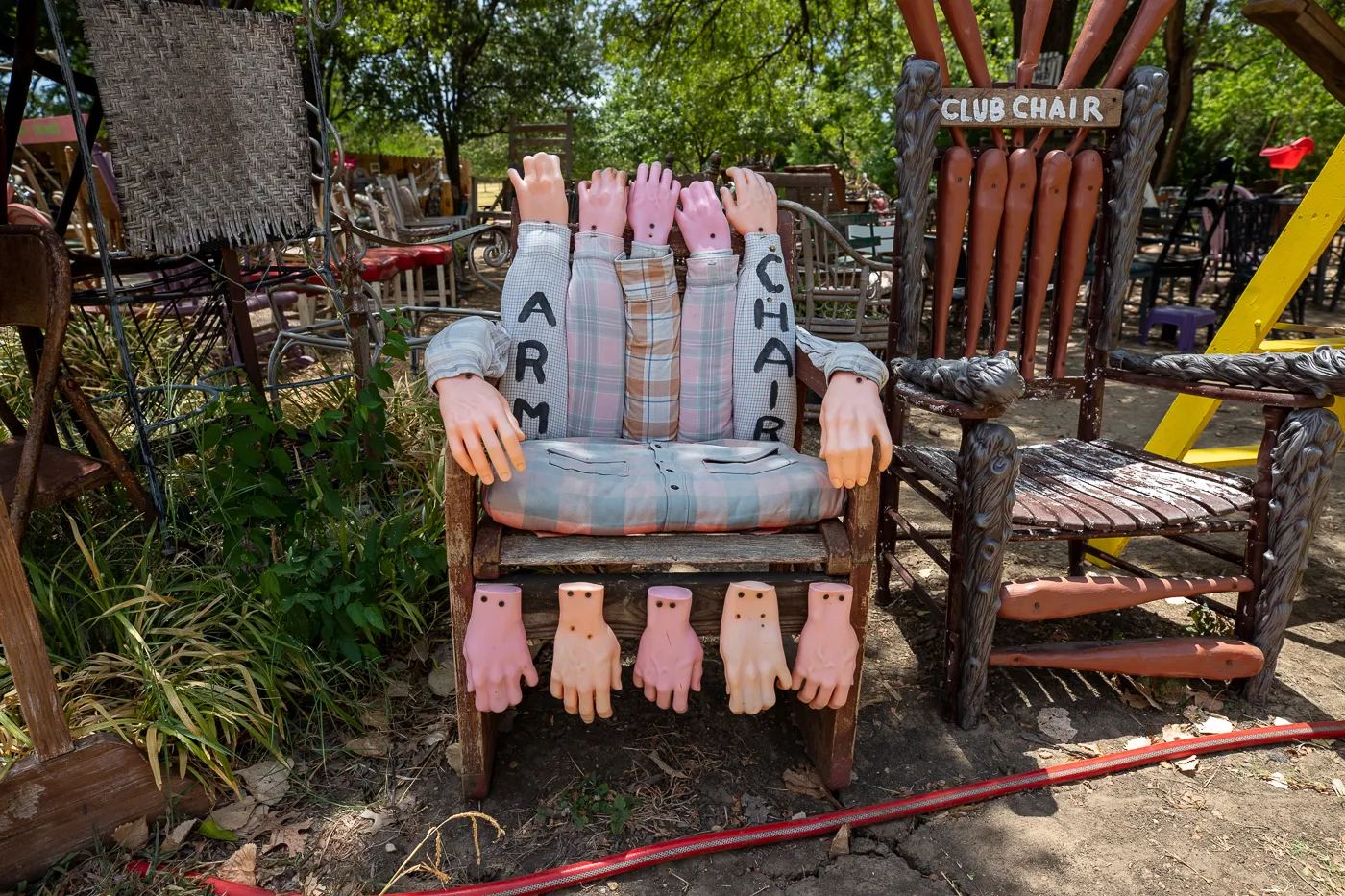 The Chairy Orchard in Denton, Texas roadside attraction