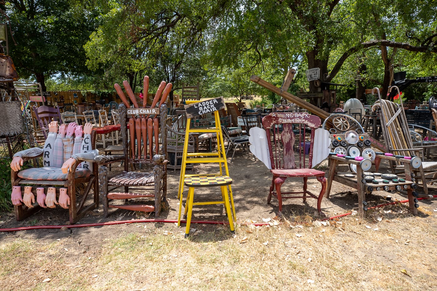 The Chairy Orchard in Denton, Texas roadside attraction