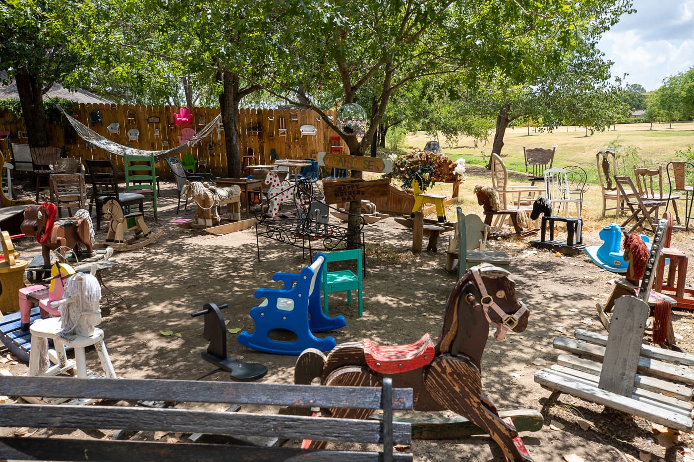 The Chairy Orchard in Denton, Texas roadside attraction