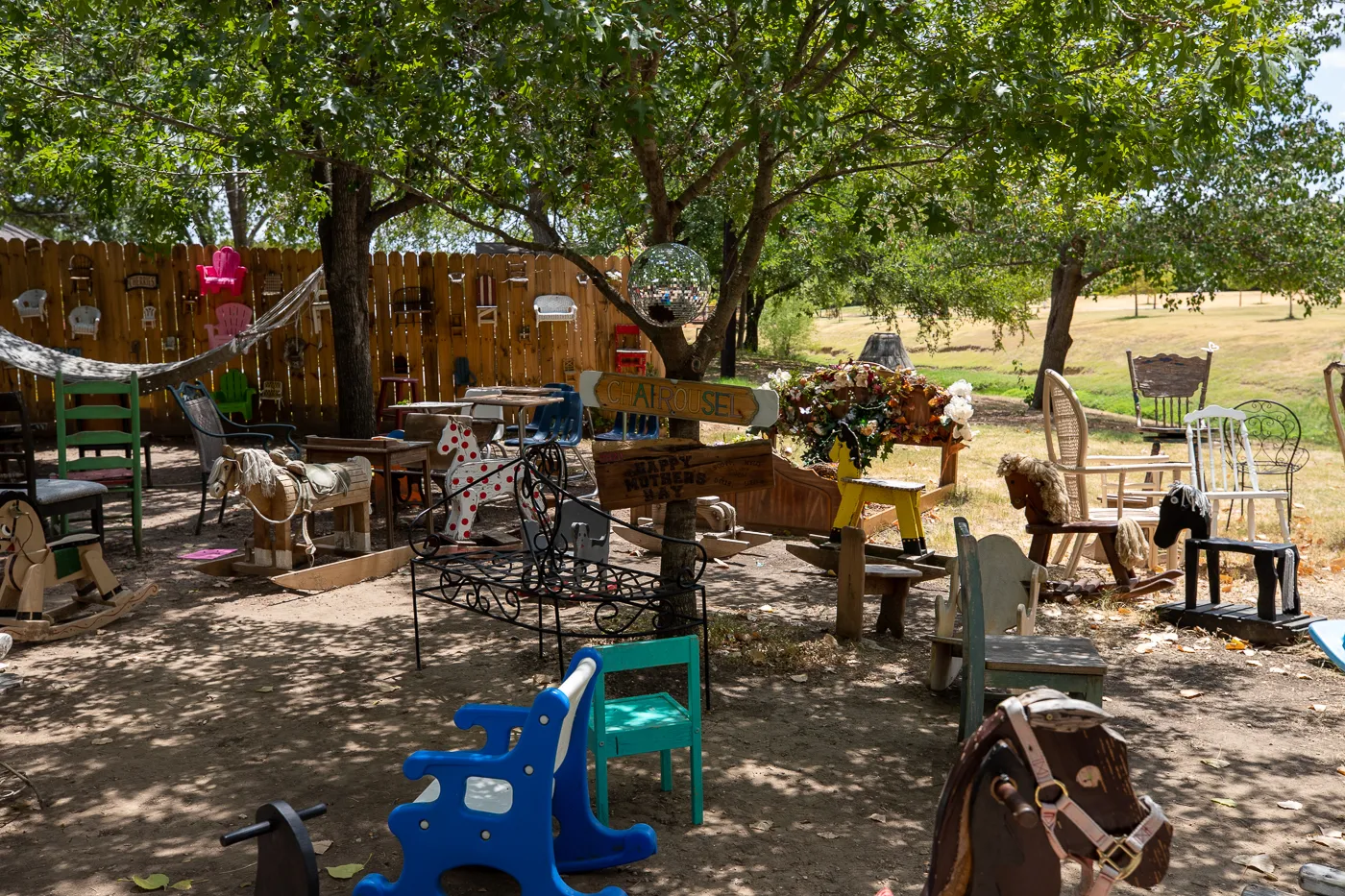 The Chairy Orchard in Denton, Texas roadside attraction